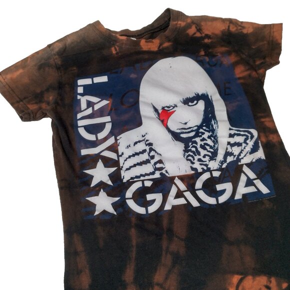 Tultex Tops - Lady Gaga Baby T Shirt Women Small Bleach Dyed Graphic Music Bleached